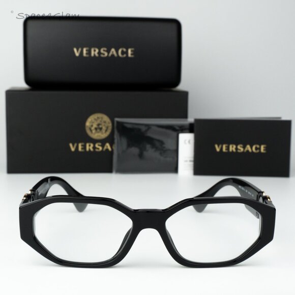 Versace Women Eyeglasses Black Clear Geometric VE3320U GB1 BRAND NEW main image 5